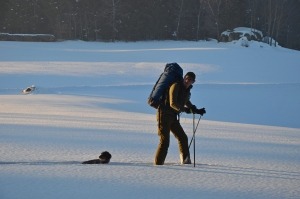 Blogbeitrag Wintersportler mit Schneeschuhe zu Fütterung